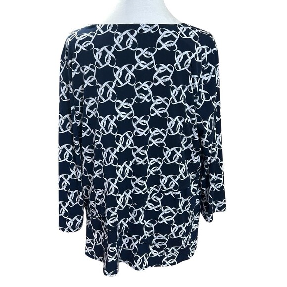 Susan Graver Woman’s L Tiered Top. Nautical Knots Print Navy - Picture 2 of 7